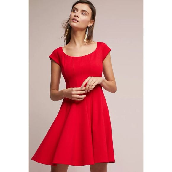 Anthropologie Bailey 44 Zoe Red Ponte Stretch Knit Fit & Flare Mini Dress XS - Picture 1 of 13